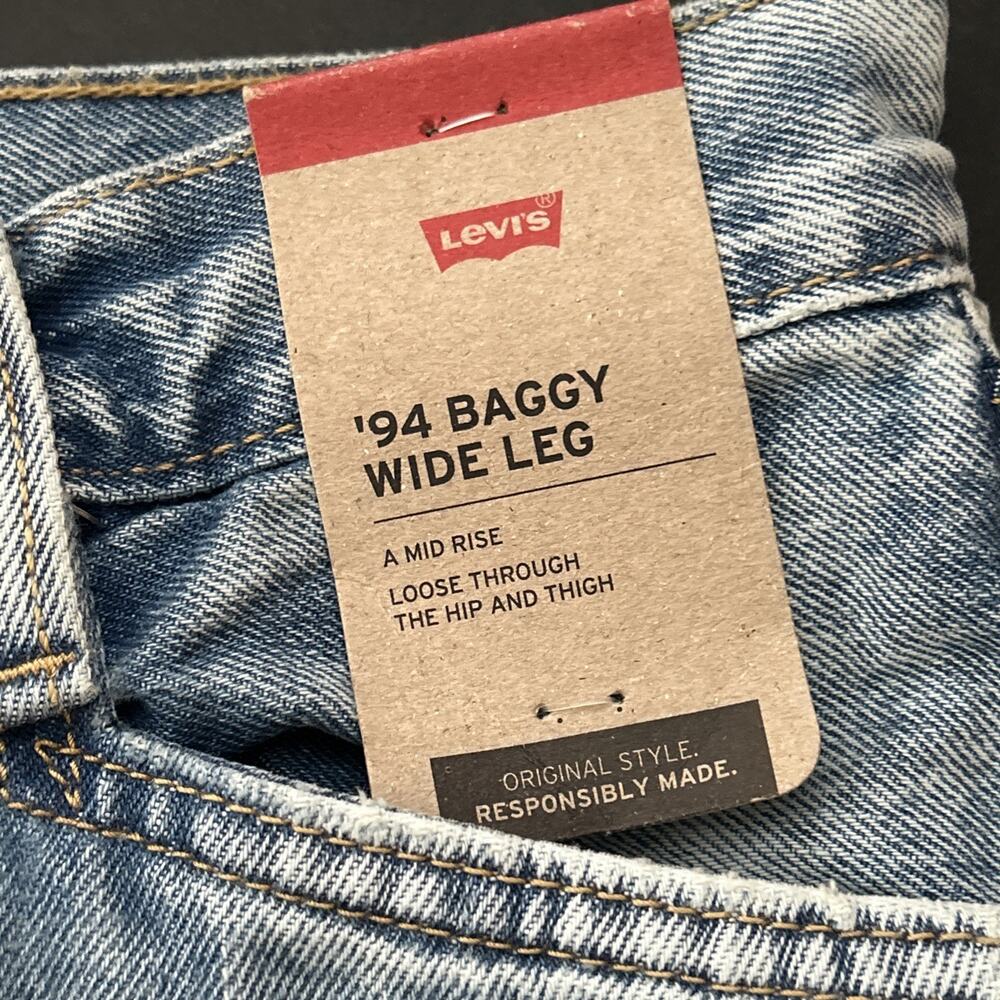 Levi’s Women’s ‘94 Baggy Wide Leg Jeans Medium Blue, Distressed, Size 27X31, NWT - Picture 8 of 13
